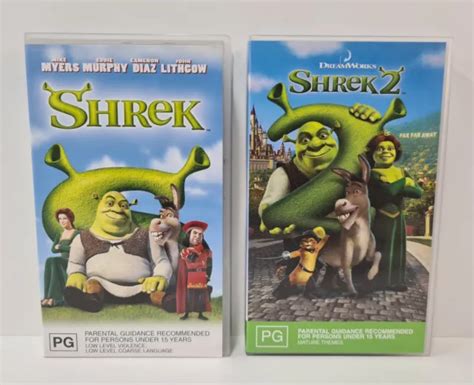Shrek And Shrek 2 Vhs Bundle Dreamworks Animated Movie Mike Myers Eddie