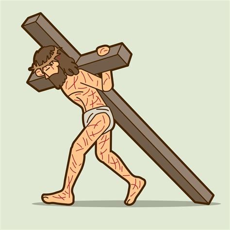 Jesus Christ Carrying The Cross Cartoon Clipart Vector Friendlystock