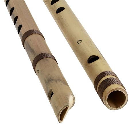 Indian Bamboo Flute C Transverse And Fipple High Frequency Notes Set Of