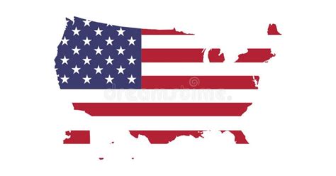 Usa Map With Flag Texture On White Background Illustrationtextured