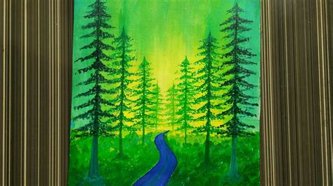 Easy Forest Acrylic Painting For Beginners Acrylic Green Forest