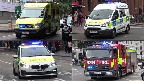 London Emergency Services Responding Police Fire And Ambulance Youtube