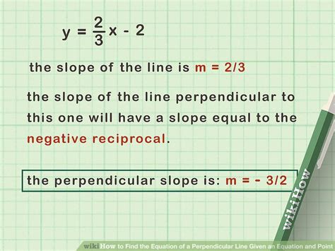 how to find the equation of a perpendicular line given an equation and point