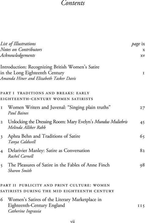 Contents British Women Satirists In The Long Eighteenth Century