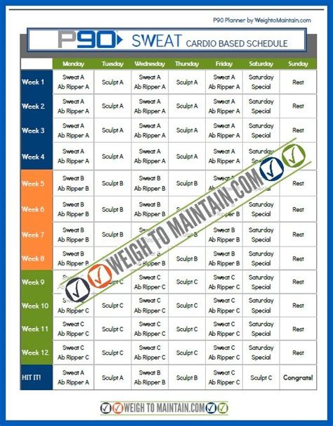 Power 90 Workout Calendar Easy Workout Everyday