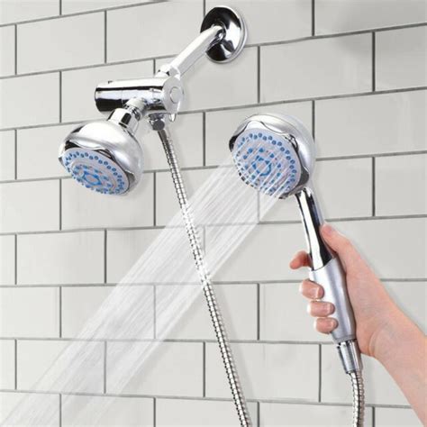 Bathroom Faucet 2 In 1 Dual Shower Head Handheld Tub Combo 3 Spray Bath
