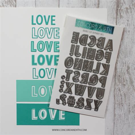 Make your own words and phrases with this 34 piece die set that coordinates with the playful patterns stamp set and the tall type numbers die set. Concord and 9th Double Cut Alphabet Dies