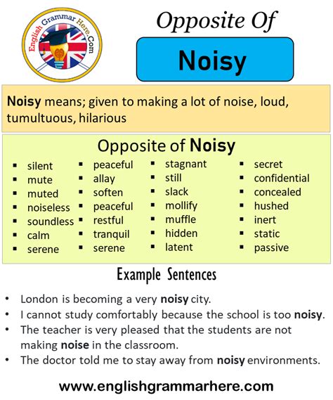 Relational antonyms are word pairs where opposite makes sense only in the context of the relationship between the two meanings (teacher, pupil). Opposite Of Noisy, Antonyms of Noisy, Meaning and Example ...