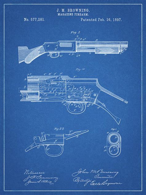 Pp1136 Blueprint Winchester Model 1897 Shotgun Digital Art By Cole Borders