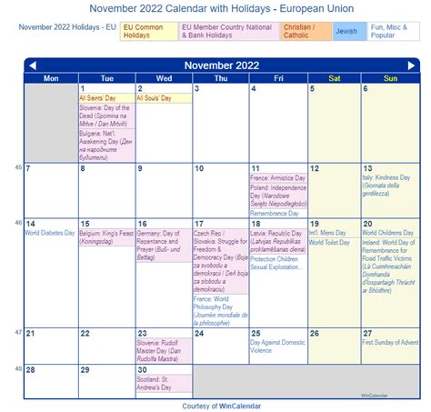 Print Friendly November 2022 Eu Calendar For Printing