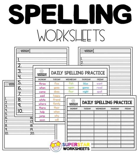 Write Spelling Words 3 Times Each Template