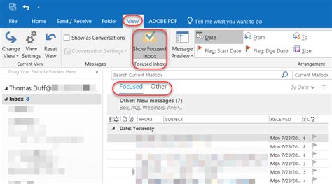 Focused Inbox In Outlook 2016 One Minute Office Magic