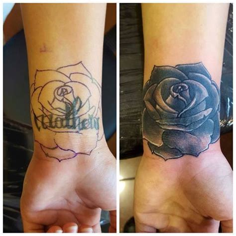 See more ideas about tattoos, cover up tattoos, up tattoos. Before and after...Her ex's name...cover up. Thats why ...