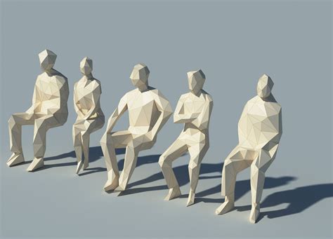 Lowpoly Sitting People 3d Model Zb Vision Sitting People People