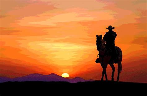 Sunset Silhouette Silhouette Painting Horse Silhouette Western