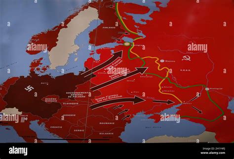 Mapa Vintage De La Segunda Guerra Mundial De La Invasión Alemana De La Urss Fotografía De Stock