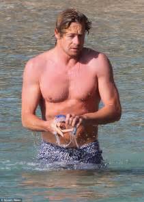 In The Swim Of It Shirtless Simon Baker Puts His Scar On Show As He Reveals His Beach Body