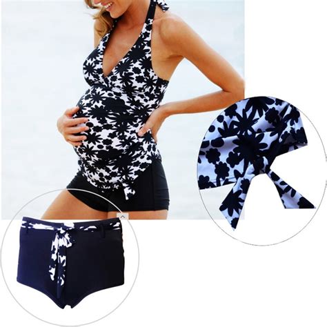 Pregnant Swimsuit Plus Size Maternity Striped Beach Swimming Suit Women