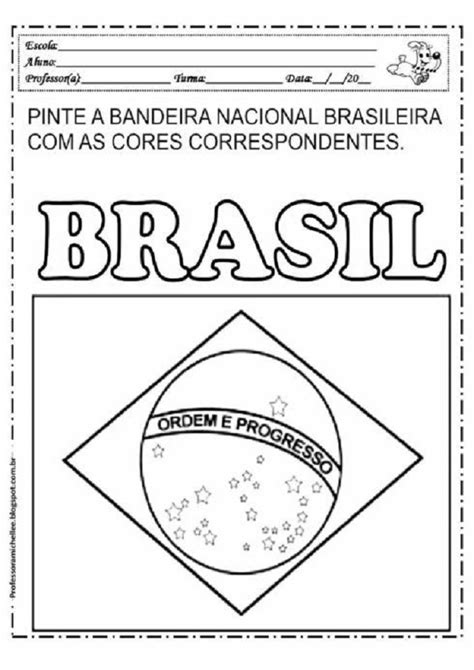 Atividades Bandeira Do Brasil Para Imprimir E Colorir Costureira