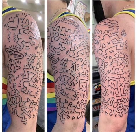 Line Work For Keith Haring Iconography Half Sleeve By Andrea Lynn