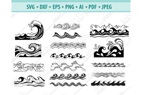 Wave Svg Bundle Sea Waves Svg Ocean Waves Dxf Png Eps