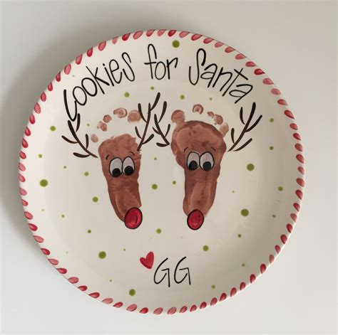 Christmas Foot Print Plate Reindeer Footprint Plate For Christmas
