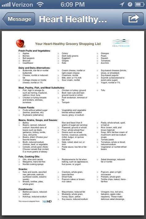 Grocery list of foods | Heart healthy snacks, Heart ...
