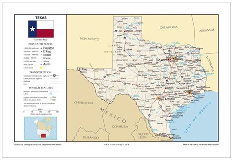 13x19 Texas General Reference Wall Map Anchor Maps Usa Foundational