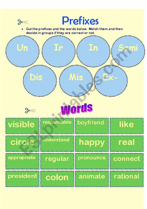 Prefixes Esl Worksheet By Nicoleolivareslira