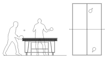 Table Tennis Game Detailing Plan Cadbull