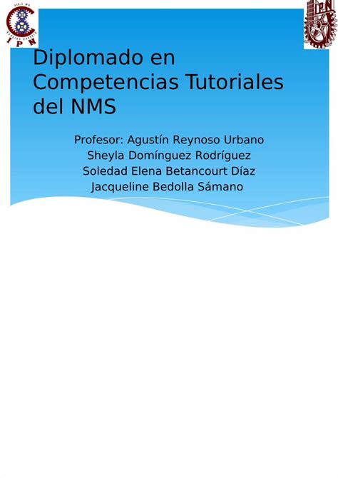 Pdf Diplomado En Competencias Tutoriales Del Nmsdiplomado En