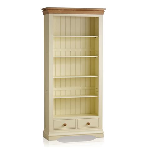 Country Cottage Natural Oak And Painted Tall Bookcase Oak Furniture Store