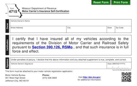 $1.5 million of insurance is required for motor carriers with 15 or fewer passengers (including the driver) if the carrier travels between states or countries. Form 4715 Download Fillable PDF or Fill Online Motor Carrier's Insurance Self-certification ...