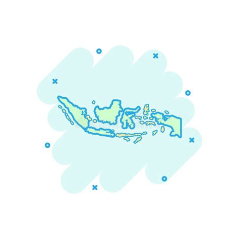 Vector Cartoon Indonesia Map Icon In Comic Style Indonesia Sign Stock