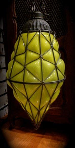 Caught My Fancy Vintage Caged Pendant Green Glass Lamp Vintage Lamps Lamp Glass Lamp