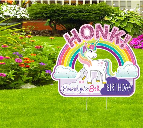 Unicorn Birthday Girl Yard Sign Happy Birthday Personalized Etsy