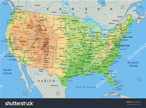 Physical Map Of The United States Mary W Tinsley