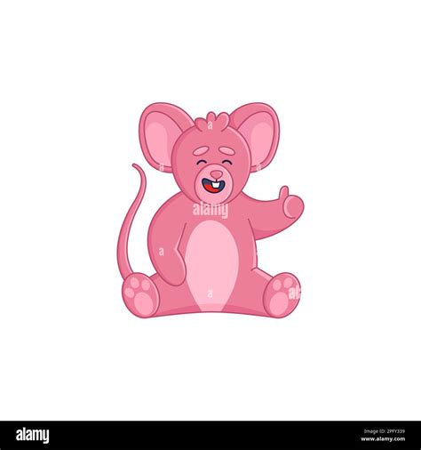 Happy Pink Mouse Cartoon Character Giving Thumbs Up Sticker Stock