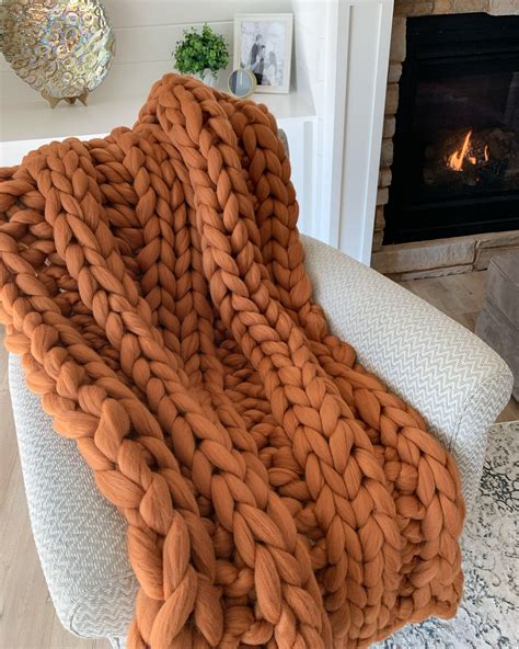 Chunky Knit Blanket Usa Handmade Knitted Blankets Blanket Crochet