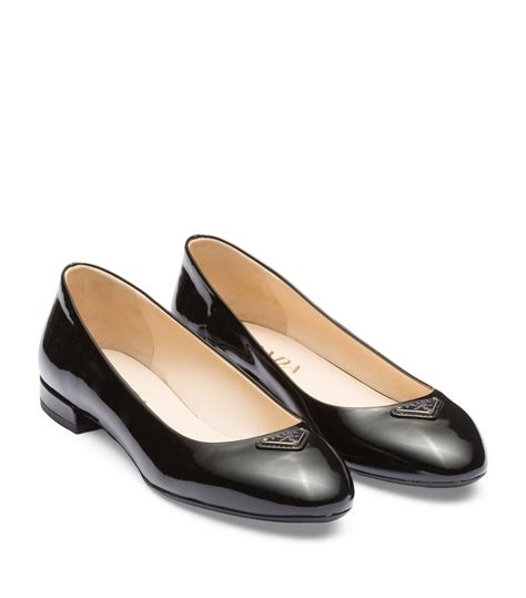 Womens Prada Black Patent Leather Ballet Flats Harrods Uk