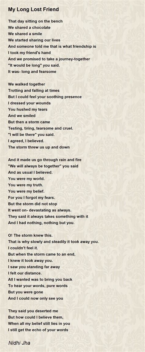 My Long Lost Friend My Long Lost Friend Poem By Nidhi Jha