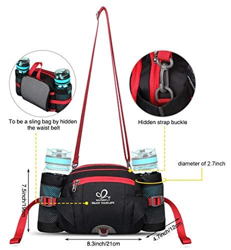 Waterfly Fanny Pack With Water Bottle Holder Hiking Waist Packs For