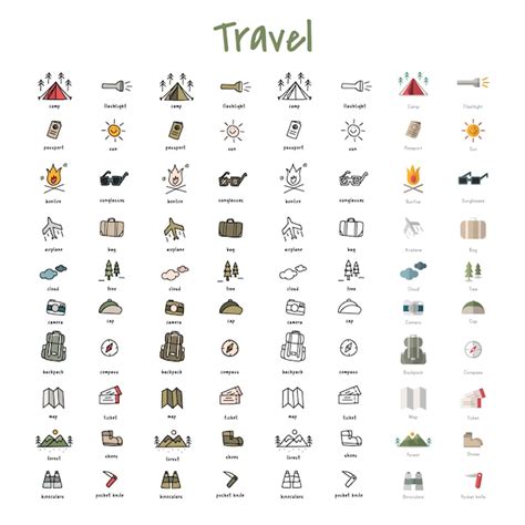 Free Vector Illustration Drawing Style Of Camping Icons Collection