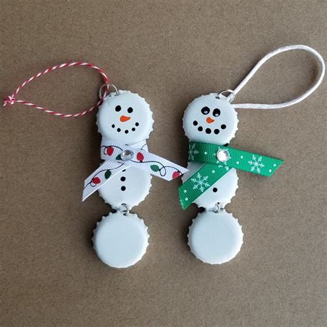 Bottle Cap Snowman Ornament Winter Crafts Woli Creations Diy