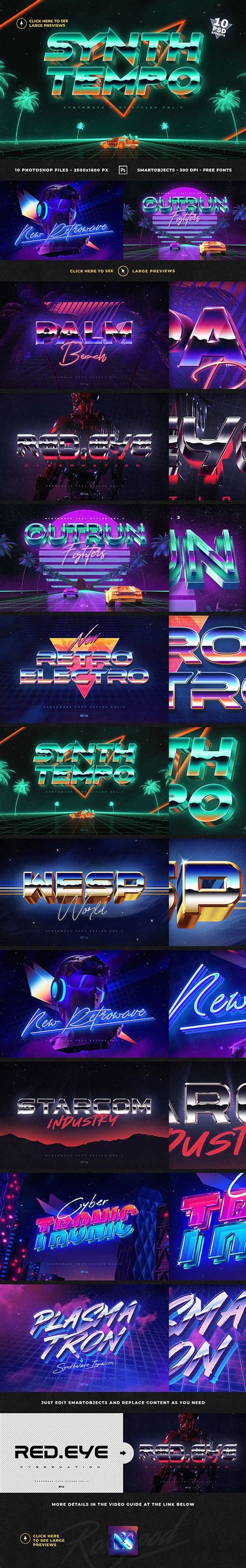 80 S Retro Text Effects Vol3 Synthwave Retrowave Retro Text