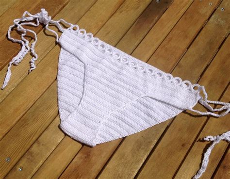 White Crochet Bikini Bottom Brazilian Bikini Swimwear Swimsuit Etsy