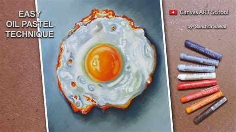 Realistic Fried Egg Drawing Tutorial Easy Oil Pastel Drawing For