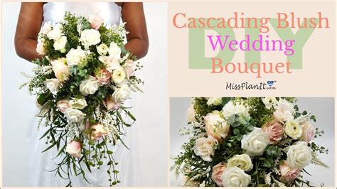 Diy Blush Cascading Wedding Bouquet Budget Weddings Diy Tutorial