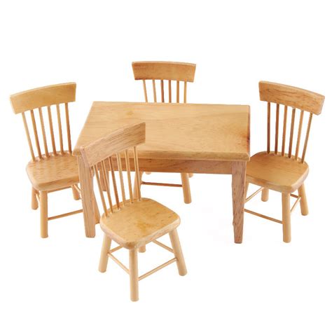 Perfectly at home in traditional aesthetics, this set is constructed of solid oak wood. Dollhouse Miniature Light Oak Kitchen Table and Chair Set ...