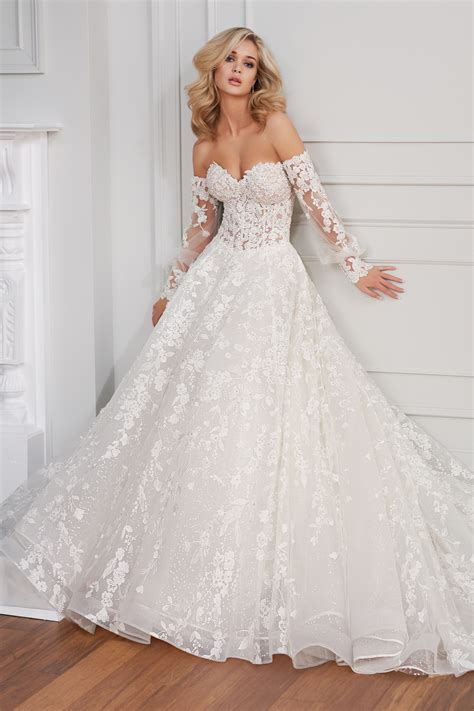 Wedding Dresses Princess Ball Gown Lace Wedding Dresses Long Sleeve Beaded A Line Bridal Gown